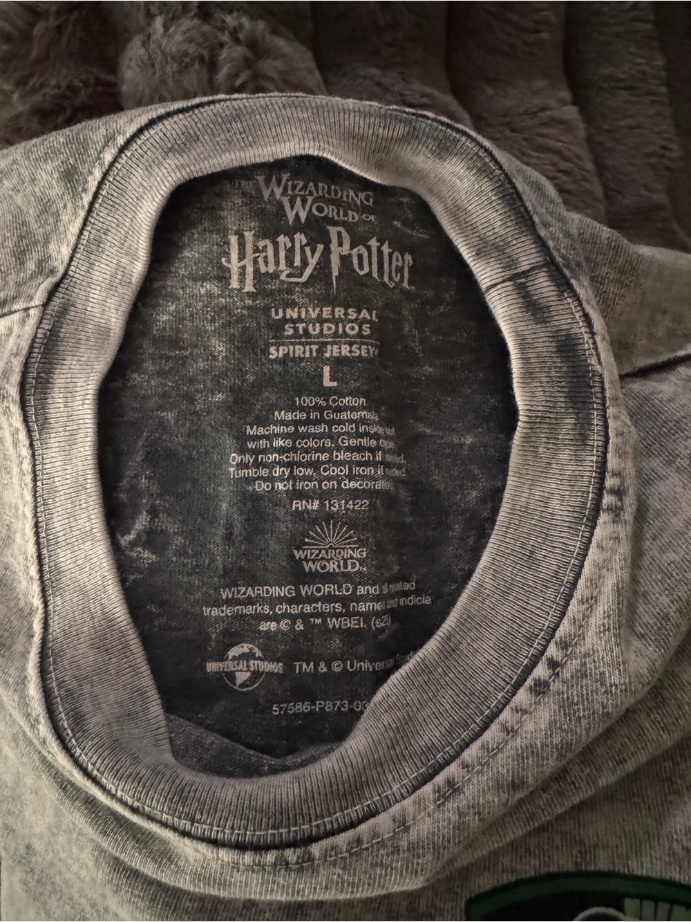 Harry Potter Wizarding World Gray Washed Tee with Green Patch - Picture 4 of 4